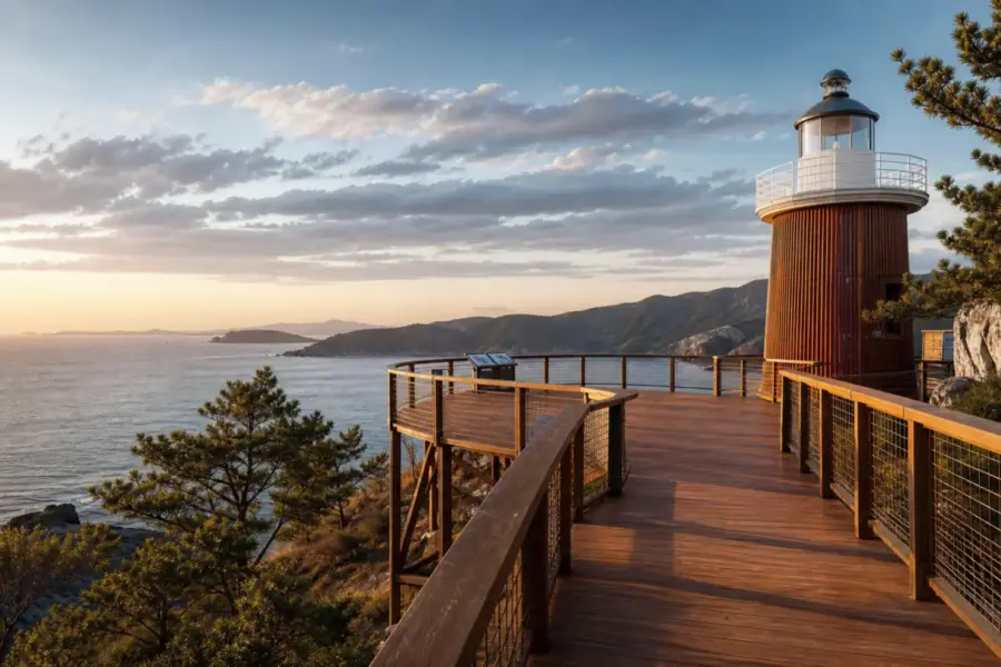 Mirante do Farol da Baía de Kola Aposta em Estrutura de Madeira e Integração com a Paisagem
