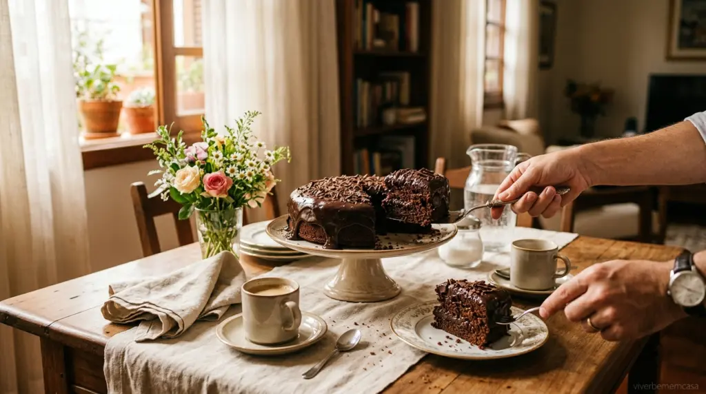 Bolo de Chocolate Como Servir